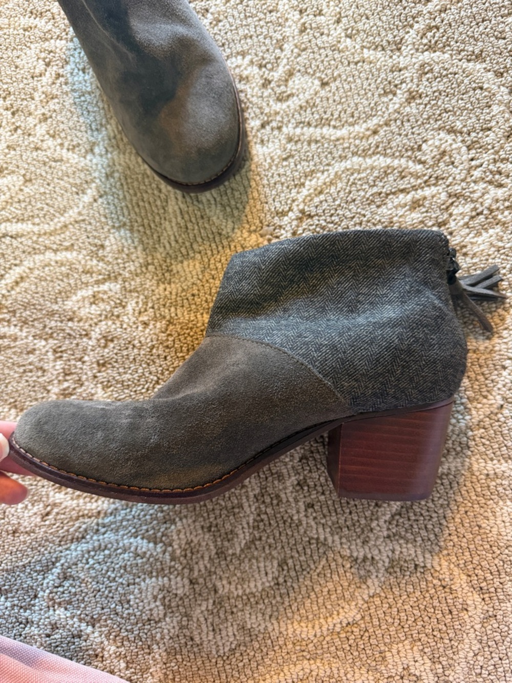 Toms Gray Suede Ankle Booties